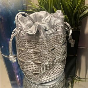 Silver Studded Drawstring Bag